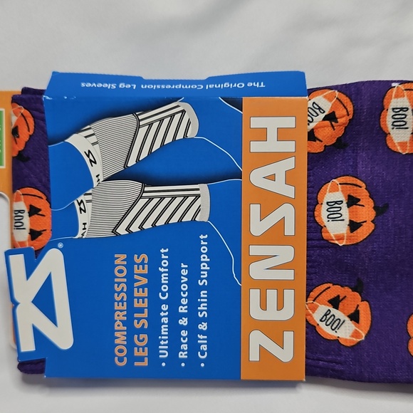 ZENZAH HALLAWEEN BOO COMPRESSION SOCKS / L-XL PURPLE/ORANGE - Picture 6 of 7